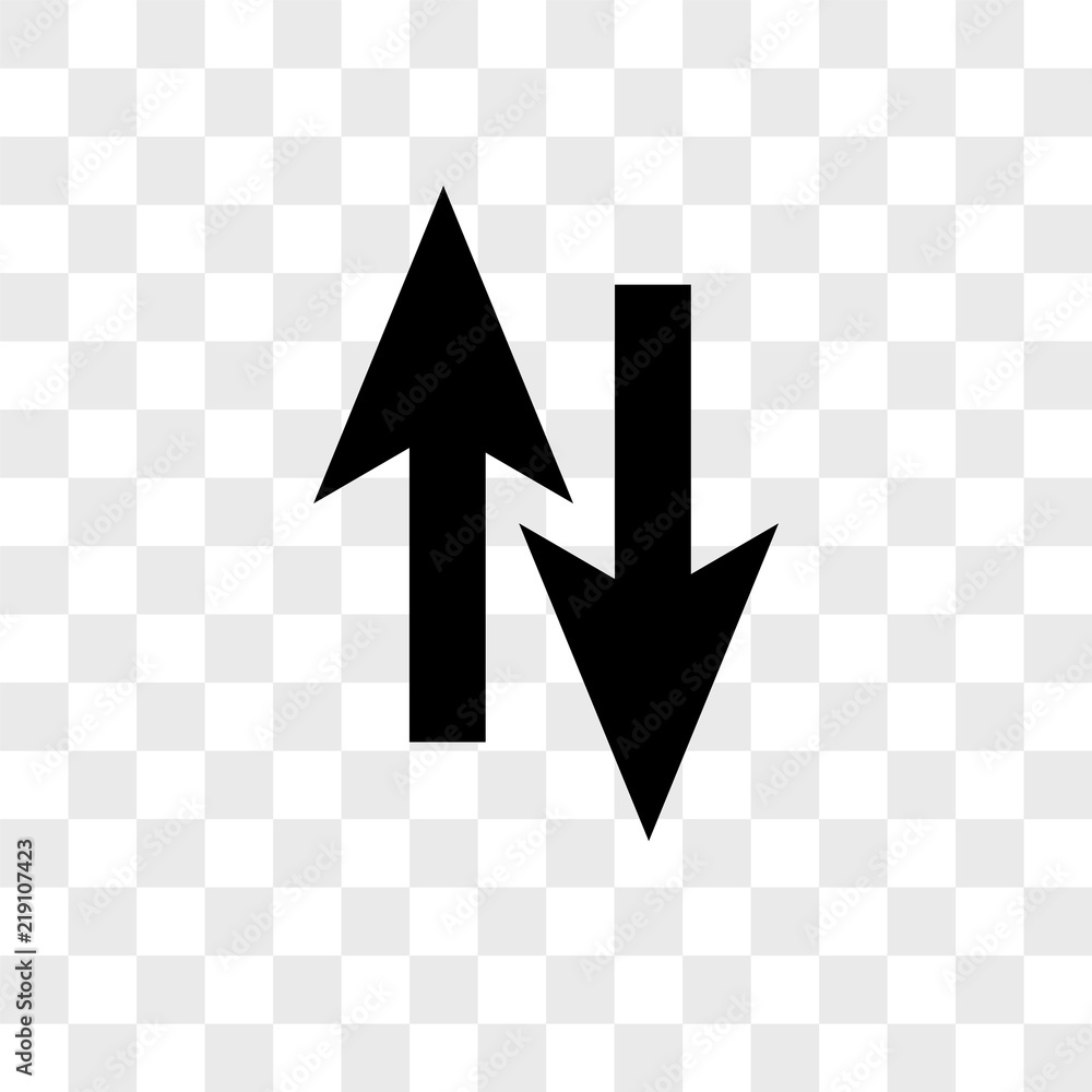 Up arrow opposite to down vector icon on transparent background, Up ...