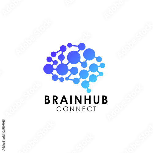 digital brain. brain hub logo design. brain connection logo