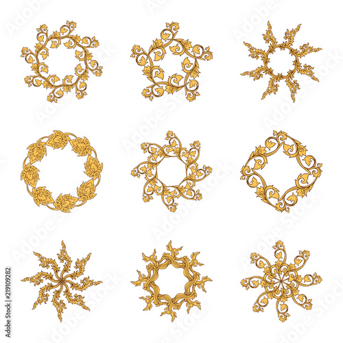 A set of elements of traditional Thai ornament.