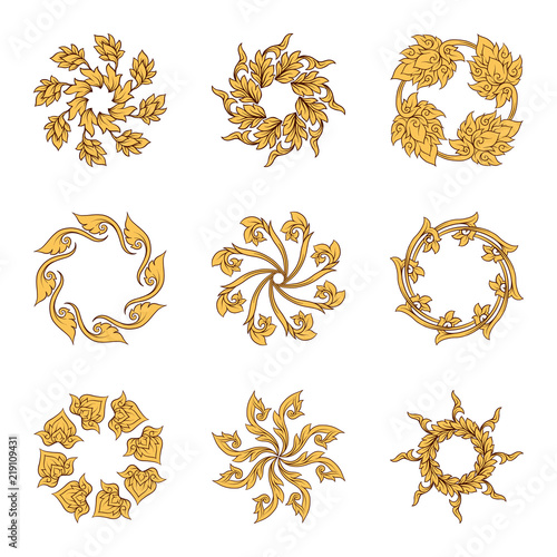 A set of elements of traditional Thai ornament.
