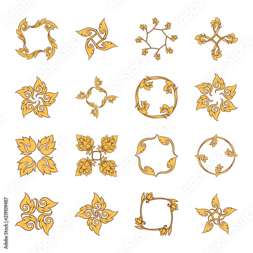 A set of elements of traditional Thai ornament.