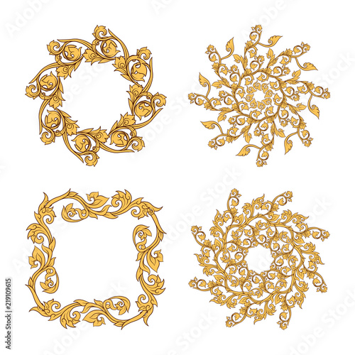 A set of elements of traditional Thai ornament.