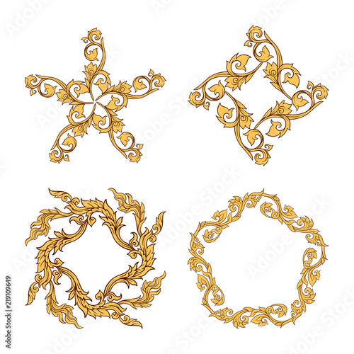 A set of elements of traditional Thai ornament.