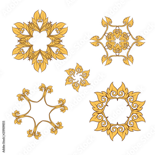 A set of elements of traditional Thai ornament.