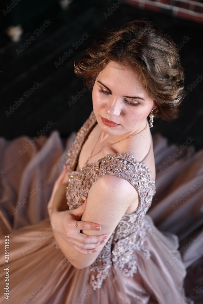 Beautiful girl posing in evening dress Full length portrait of - stock  photo 173266 | Crushpixel