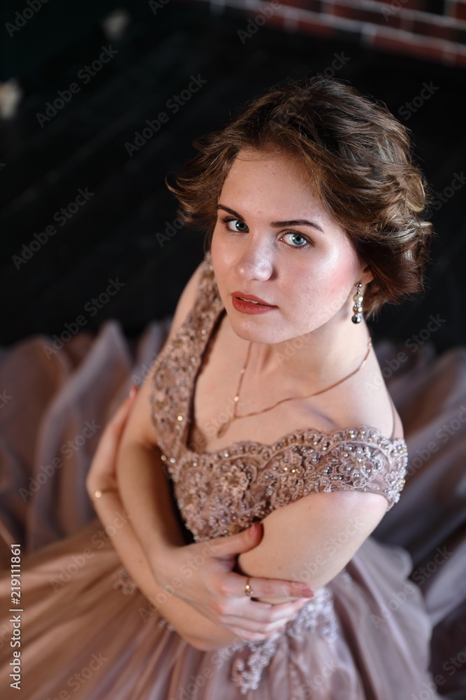 Beautiful Woman in Long Dress Poses Near Window Stock Image - Image of  cute, beauty: 99738845