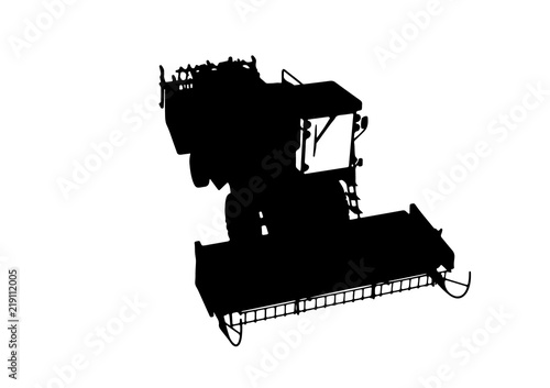 silhouette of combine harvester vector