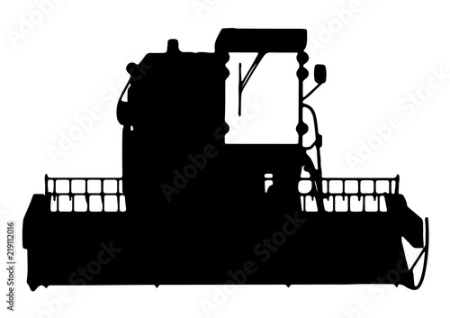 silhouette of combine harvester vector