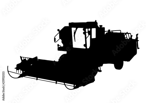 silhouette of combine harvester vector