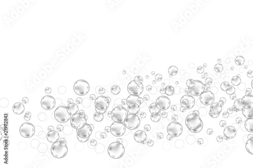 Realistic soap bubbles set isolated on the white background.