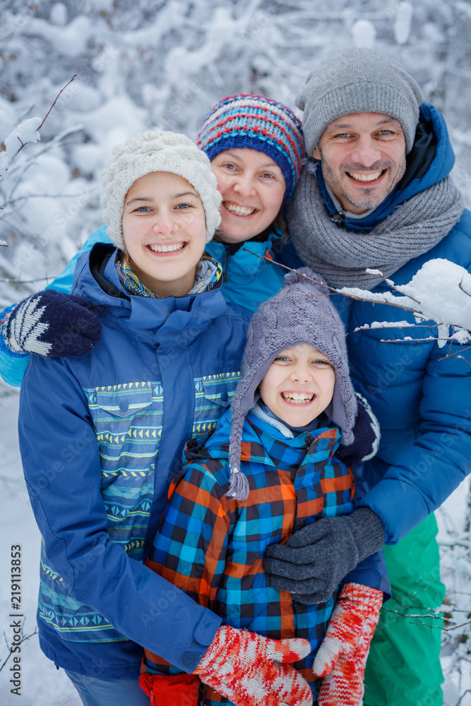 Happy Family Outdoors. Snow. Winter Vacation