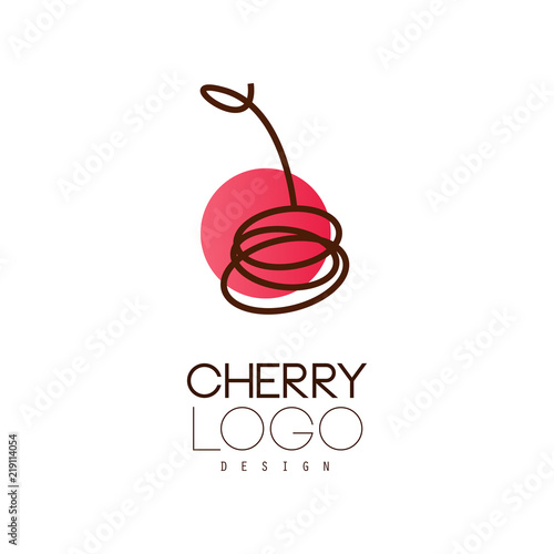 Cherry logo design, creative template for cafe, bar, club, store, package, price tag, flyer vector Illustration