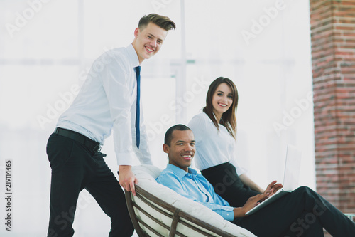 regular customer and employees in a modern office