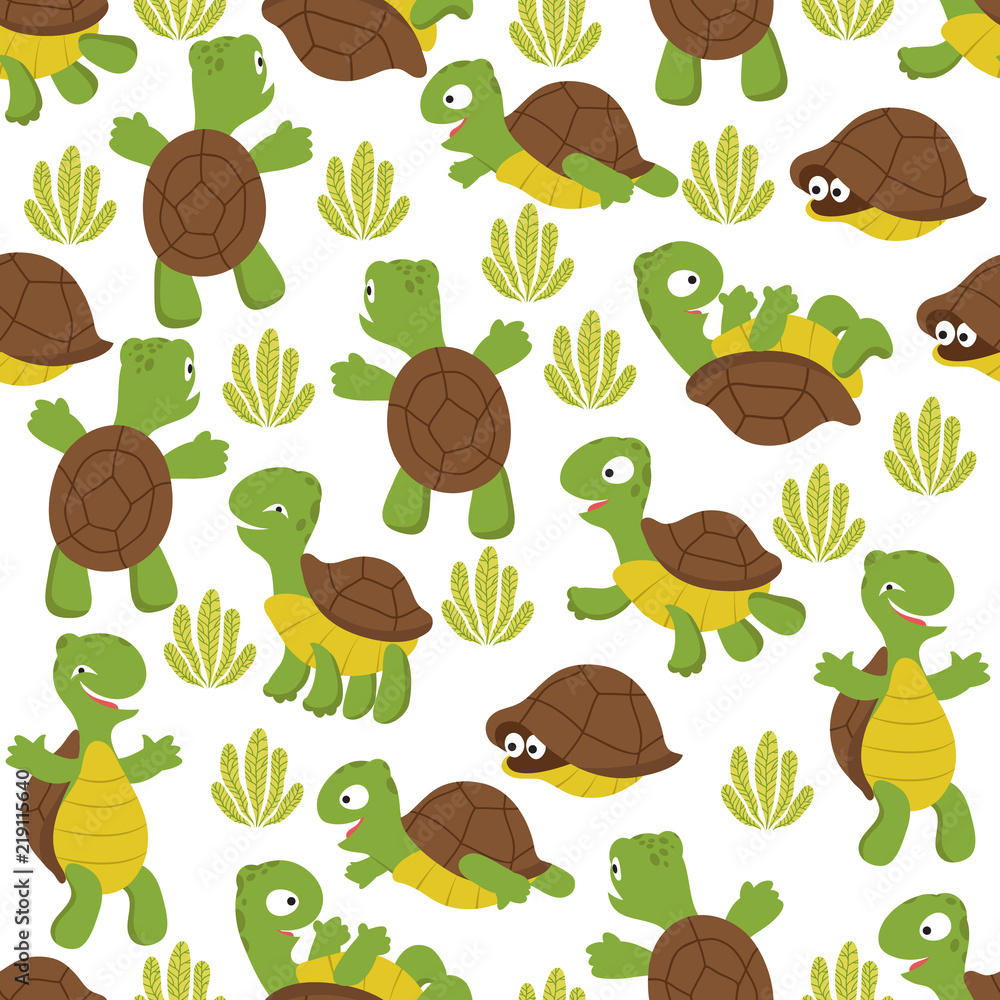 Turtle seamless pattern. Wild cute tortoise print texture for kids textile Turtle seamless pattern. Wild cute tortoise print texture for kids textile