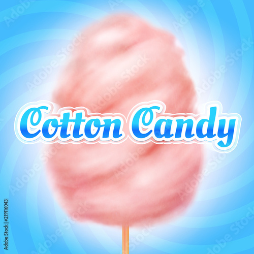 Cotton candy background. Candyfloss, kids sugar sweet dessert. Summer holiday vector poster