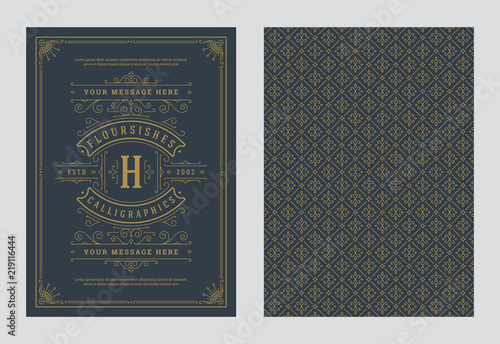 Vintage ornament greeting card vector template.