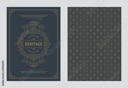 Vintage ornament greeting card vector template.