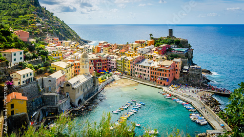 Panorama of Vernazza and suspended garden,Cinque Terre National Park,Liguria,Italy,Europe photo