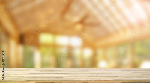 Wooden worktop on blur background © jarik2405