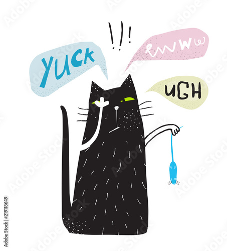 Yuck eww ugh cat doodle disgusting poster.