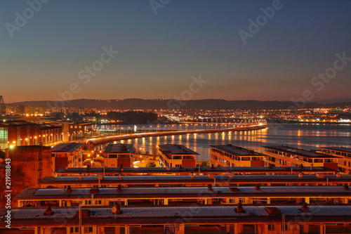 Paisaje de la ría de Ferrol y el puente de As Pías desde Fene