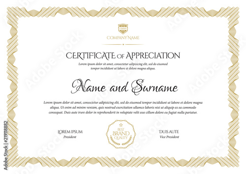 Certificate template. Diploma of modern design or gift certificate.