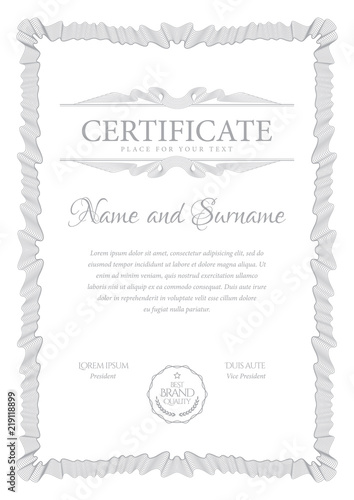 Certificate template. Diploma of modern design or gift certificate.