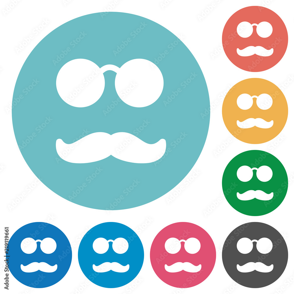 Glasses and mustache flat round icons Glasses and mustache flat round icons
