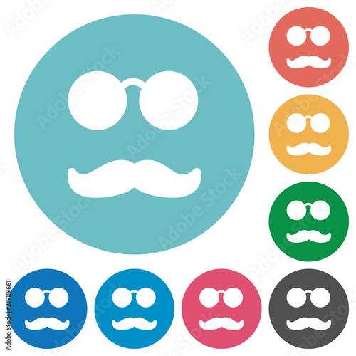 Glasses and mustache flat round icons