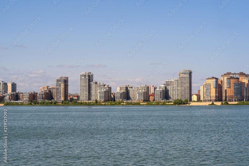 Kazan, Russia - August, 20, 2018: embankment of Kazanka river in Kazan, Russia