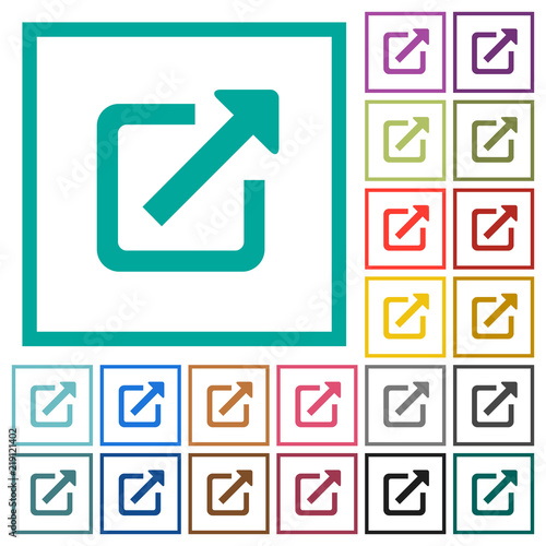 Open in new window flat color icons with quadrant frames