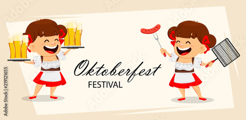 Oktoberfest, beer festival. Funny woman