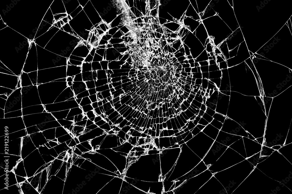 Stockfoto Broken glass cracks texture isolated on black background | Adobe  Stock