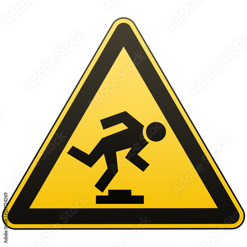 Caution unobtrusive obstacle. Safety sign. Measures to prevent danger in the workplace. Yellow triangle sign with black image. Isolated object. Vector illustrations.