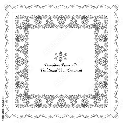 Set of frames with decorative elements of traditional Thai ornam