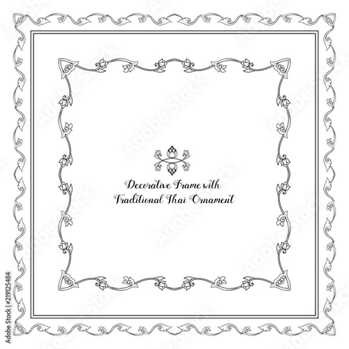 Set of frames with decorative elements of traditional Thai ornam