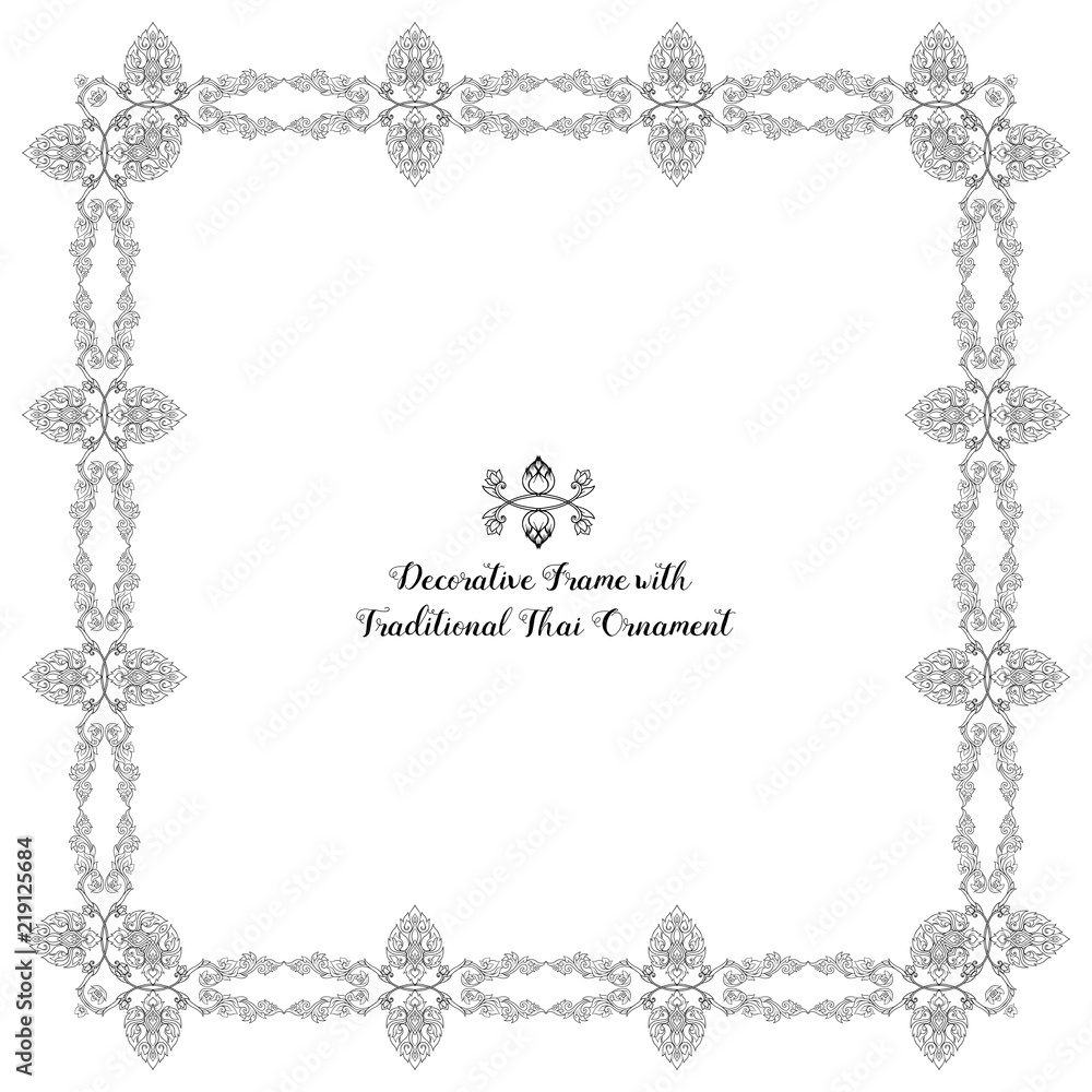 Set of frames with decorative elements of traditional Thai ornam Set of frames with decorative elements of traditional Thai ornam