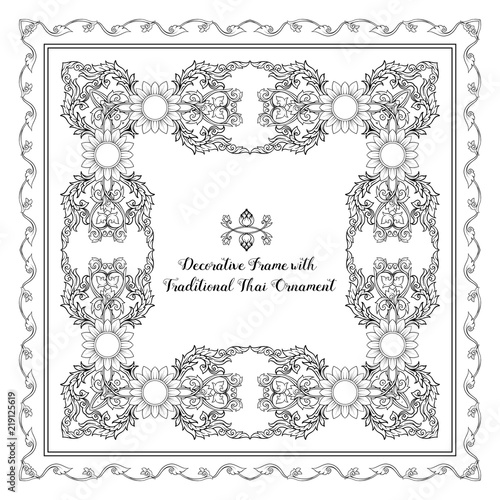 Set of frames with decorative elements of traditional Thai ornam