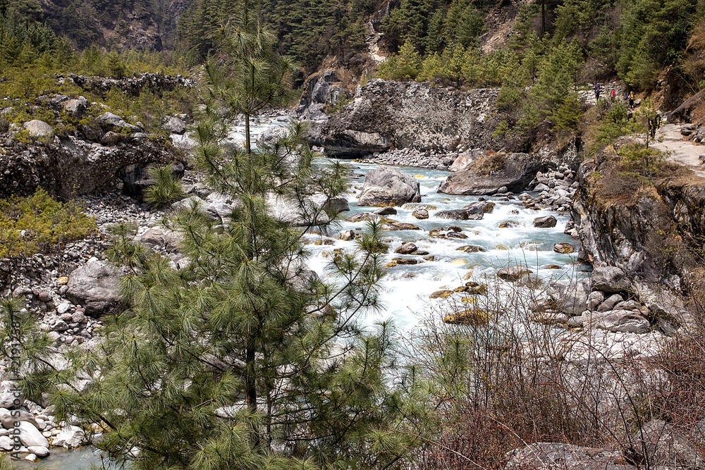 Mountain river on the way to Everest