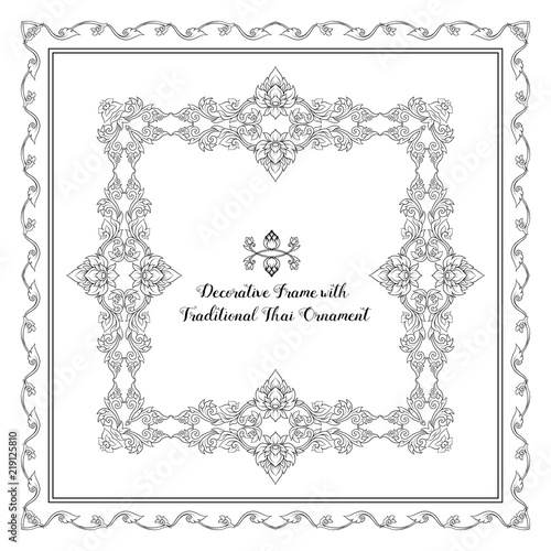 Set of frames with decorative elements of traditional Thai ornam