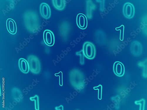 Information technology abstract background. Binary code flowing in cyberspace. Data protection: secure digital information transfer. Software development or big data concept EPS 10 vector illustration