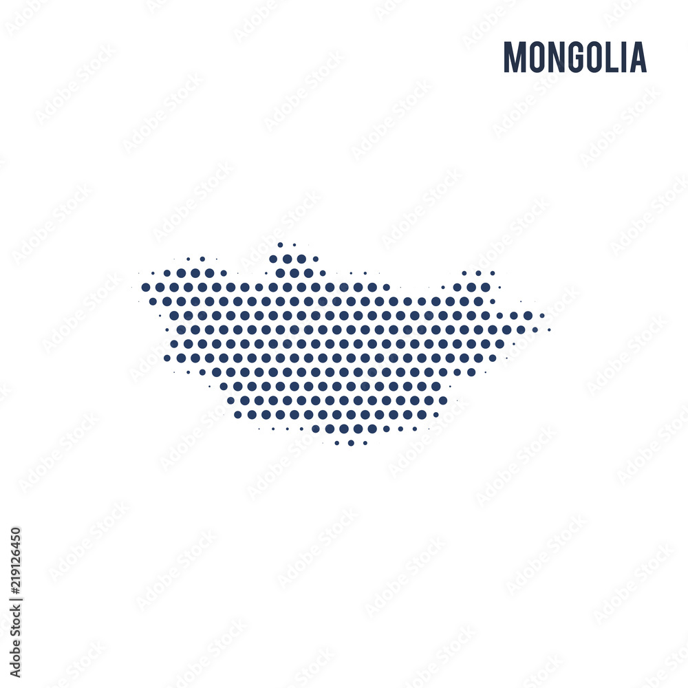 Fototapeta premium Dotted map of Mongolia isolated on white background.