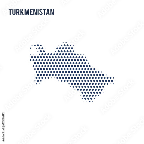 Dotted map of Turkmenistan isolated on white background.
