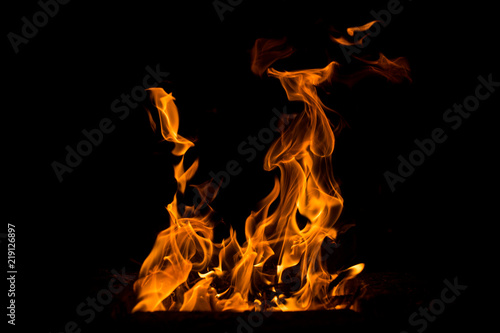 Abstract flame. Fire element on the black background.