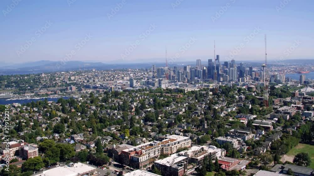 Breathtaking Helicopter View of Seattle Behind Queen Anne Hill Breathtaking Helicopter View of Seattle Behind Queen Anne Hill
