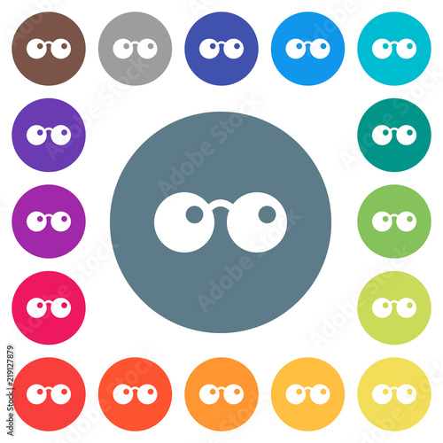 Sunglasses flat white icons on round color backgrounds