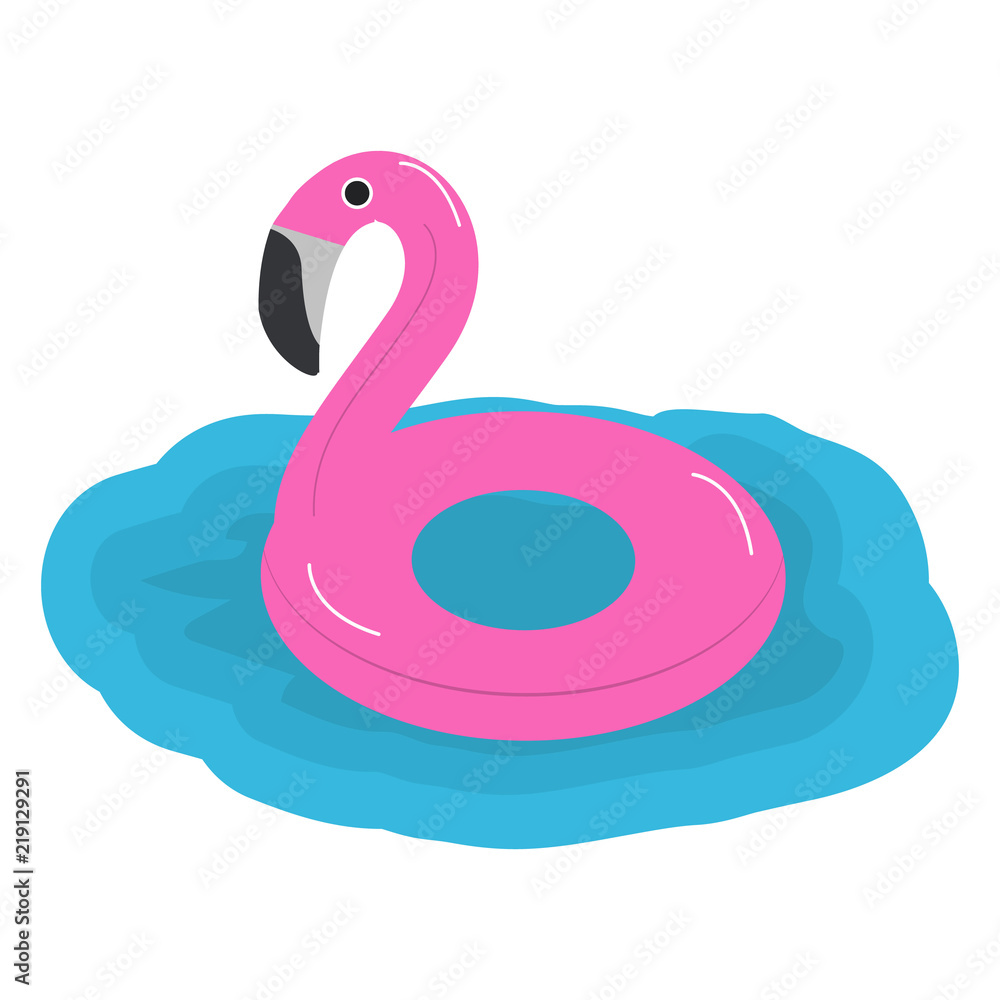 Inflatable circle in the form of a pink flamingo for a holiday at sea. Vector illustration Inflatable circle in the form of a pink flamingo for a holiday at sea. Vector illustration