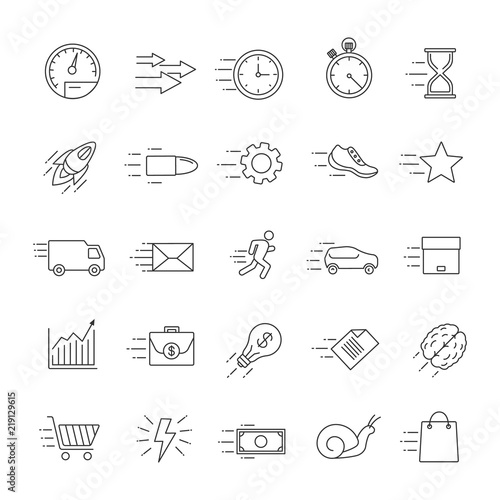 Motion linear icons set