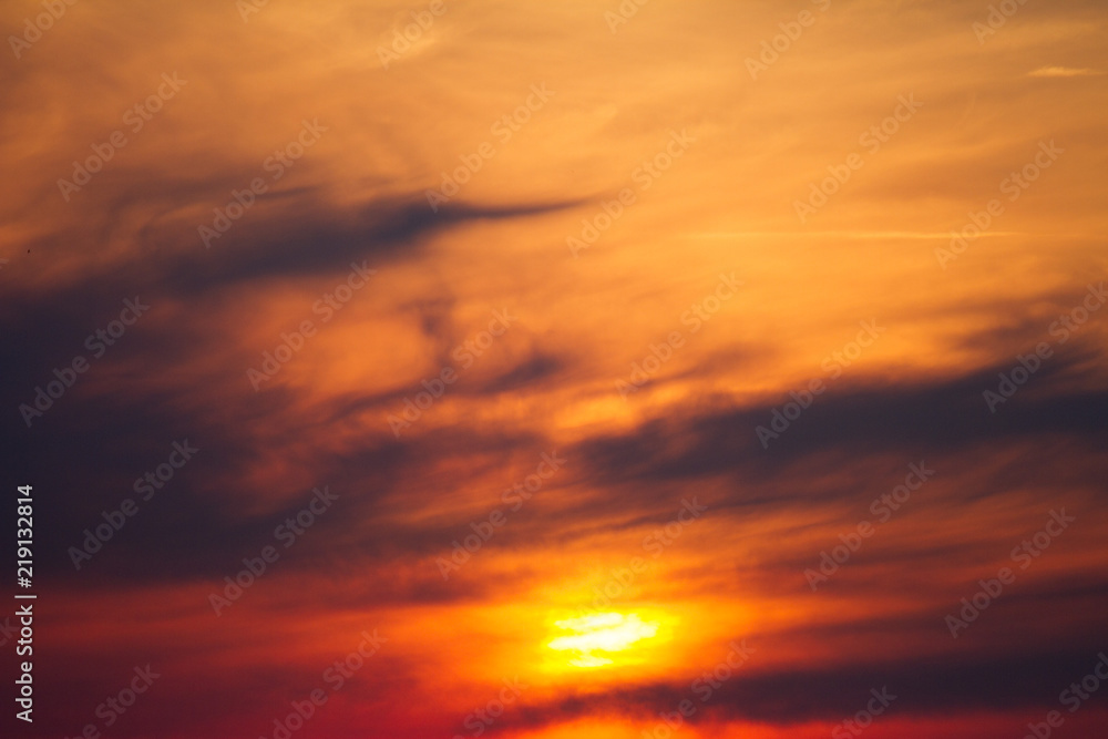 Beautiful sunset. The concept of a colorful sky: at sunset with a twilight colored sky. Bright sunset over the horizon