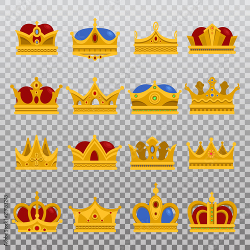 Isolated set of royal king or prince crown, pope tiara